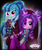 Size: 1400x1652 | Tagged: safe, artist:fj-c, aria blaze, sonata dusk, equestria girls, g4, my little pony equestria girls: rainbow rocks, armchair, chair, clothes, female, gem, siren gem, sitting