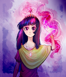 Size: 863x1000 | Tagged: safe, artist:ange4l, twilight sparkle, human, g4, beautiful, big crown thingy, element of magic, female, humanized, magic, solo
