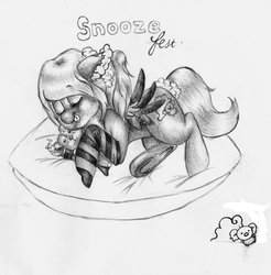 Size: 1024x1040 | Tagged: safe, artist:tr1nks1e, oc, oc only, oc:snooze fest, clothes, monochrome, sleeping, socks, solo, striped socks, traditional art