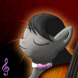 Size: 2000x2000 | Tagged: safe, octavia melody, earth pony, pony, g4, cello, eyes closed, female, high res, mare, music notes, musical instrument, smiling, solo