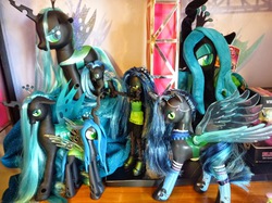 Size: 859x644 | Tagged: artist needed, safe, queen chrysalis, changeling, changeling queen, equestria girls, g4, army, collection, customized toy, electronic toy, female, irl, much chrysalis, photo, plushie, ponymania, toy