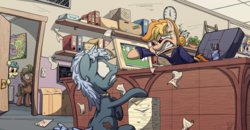 Size: 2885x1500 | Tagged: safe, artist:pirill, oc, oc only, pony, angry, deny, desk, office, solitaire