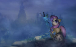 Size: 1280x800 | Tagged: safe, artist:alisterosenheim, fluttershy, g4, dark souls, female, moonlight butterfly, sculpture, solo