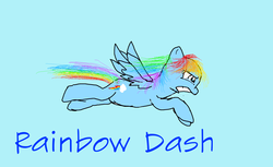 Size: 1980x1210 | Tagged: safe, artist:daisy meadows, rainbow dash, g4, fast, female, flying, gritted teeth, rainbow, solo, wings