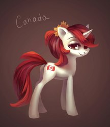 Size: 886x1024 | Tagged: safe, artist:holivi, pony, g4, canada, female, maple leaf, mare, nation ponies, ponified, solo