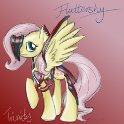 Size: 1024x1024 | Tagged: safe, artist:minty-red, fluttershy, g4, crossover, female, solo, trinity, warframe