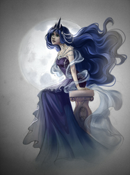 Size: 800x1071 | Tagged: safe, artist:fantazyme, princess luna, human, g4, female, humanized, moon, solo