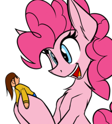 Size: 1351x1500 | Tagged: safe, artist:ralek, artist:venezolanbrony, edit, pinkie pie, human, g4, cute, doll, eyes on the prize, female, fluffy, open mouth, simple background, smiling, solo, transparent background