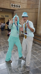 Size: 3376x6000 | Tagged: artist needed, safe, lyra heartstrings, human, bronycon, bronycon 2014, g4, 2014, convention, cosplay, hand, hat, insanity, irl, irl human, necktie, photo, rule 63, self ponidox