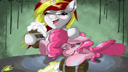 Size: 3840x2160 | Tagged: artist needed, safe, pinkie pie, g4, blushing, drunk, high res