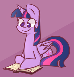 Size: 987x1024 | Tagged: safe, artist:flutternutpie, twilight sparkle, alicorn, pony, g4, book, cute, female, lying, mare, reading, simple background, smiling, solo, that pony sure does love books, twiabetes, twilight sparkle (alicorn)