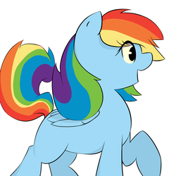 Size: 2100x2100 | Tagged: safe, artist:php106, rainbow dash, pegasus, pony, g4, female, high res, mare, open mouth, profile, raised hoof, simple background, solo, white background