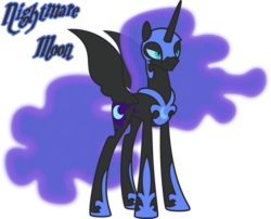 Size: 4340x3511 | Tagged: safe, artist:quanxaro, nightmare moon, g4, female, simple background, solo, text, transparent background