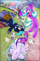Size: 900x1350 | Tagged: safe, artist:cyle, oc, oc only, oc:blank canvas, oc:hoof beatz, oc:mane event, bronycon, 2014, bronycon mascots, convention, hoofevent, mail, postcards, train
