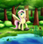 Size: 2400x2500 | Tagged: safe, artist:fox-moonglow, fluttershy, butterfly, g4, female, forest, high res, solo, spread wings