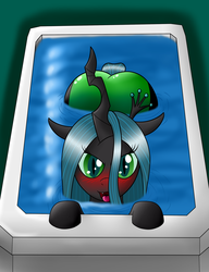Size: 2000x2600 | Tagged: safe, artist:lazyfable, queen chrysalis, changeling, changeling queen, g4, adorasexy, bath, bathtub, bedroom eyes, blushing, bugbutt, butt, buttcheeks, chrysalass, clothes, crown, cute, cutealis, female, high res, jewelry, lidded eyes, looking at you, looking up, looking up at you, mare, one-piece swimsuit, open mouth, plot, presenting, regalia, ripples, sexy, shiny, shiny butt, smiling, smiling at you, smirk, solo, stupid sexy chrysalis, swimsuit, tongue out, tumblr, water, wet
