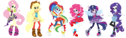 Size: 2084x642 | Tagged: safe, edit, applejack, fluttershy, pinkie pie, rainbow dash, rarity, twilight sparkle, equestria girls, g4, my little pony equestria girls: rainbow rocks, box art, devil horn (gesture), simple background, transparent background