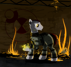 Size: 1024x971 | Tagged: safe, artist:eriada, earth pony, pony, capatain nathaniel renko, ponified, singularity, solo, time control, tmd