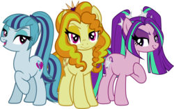 Size: 6500x4085 | Tagged: safe, artist:theshadowstone, adagio dazzle, aria blaze, sonata dusk, earth pony, pony, equestria girls, g4, my little pony equestria girls: rainbow rocks, absurd resolution, equestria girls ponified, female, mare, ponified, simple background, the dazzlings, transparent background