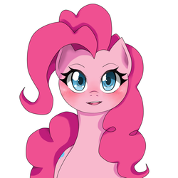 Size: 1420x1420 | Tagged: safe, artist:cl, pinkie pie, g4, blushing, cute, diapinkes, female, looking at you, open mouth, pixiv, simple background, solo, white background