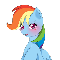 Size: 1420x1420 | Tagged: safe, artist:cl, rainbow dash, g4, blushing, female, pixiv, solo, tsundere