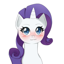 Size: 1420x1420 | Tagged: safe, artist:cl, rarity, pony, g4, blushing, female, lip bite, looking at you, mare, pixiv, smiling, solo