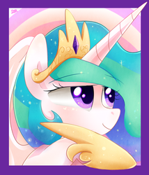 Size: 600x700 | Tagged: safe, artist:sion-ara, princess celestia, g4, female, portrait, smiling, solo