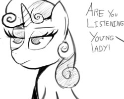 Size: 959x767 | Tagged: artist needed, safe, rarity, sweetie belle, g4, female, monochrome, solo