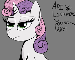 Size: 959x767 | Tagged: safe, artist:flutteriot, sweetie belle, g4, female, solo, zero fucks given