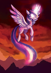 Size: 1024x1448 | Tagged: safe, artist:tracymod, twilight sparkle, alicorn, pony, g4, female, glowing eyes, mare, rainbow power, solo, twilight sparkle (alicorn)