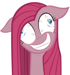 Size: 3400x3634 | Tagged: safe, artist:thealjavis, pinkie pie, g4, fangs, female, grin, high res, pinkamena diane pie, simple background, solo, transparent background, twitch, vector, wide eyes