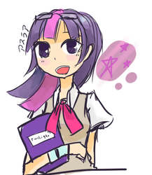 Size: 424x488 | Tagged: safe, artist:amaraadono, twilight sparkle, human, g4, female, humanized, pixiv, solo