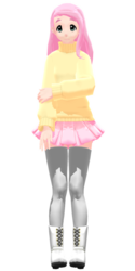 Size: 601x1200 | Tagged: safe, artist:pink-lotion, fluttershy, human, g4, 3d, 3d model, clothes, female, humanized, solo, sweater, sweatershy