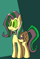 Size: 339x496 | Tagged: safe, artist:sandvvich, fluttershy, g4, ben 10, ben tennyson, character to character, crossover, human to pony, solo, species swap, transformation