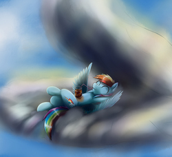 Size: 3709x3385 | Tagged: safe, artist:otakuap, rainbow dash, g4, cloud, cloudy, drink, eyes closed, female, glass, high res, sipping, solo, straw