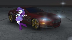 Size: 900x506 | Tagged: safe, rarity, equestria girls, g4, aston martin, crossover, knock out, ponied up, smiling, smirk, transformers, transformers prime