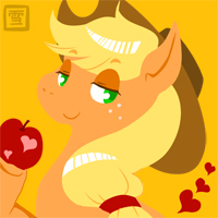 Size: 200x200 | Tagged: safe, artist:ice snow flower, applejack, g4, apple, female, food, heart, looking at you, solo