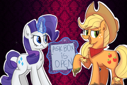 Size: 1095x730 | Tagged: safe, artist:zefidu, applejack, rarity, g4, ask, ask-rarijack, magic, telekinesis, tumblr