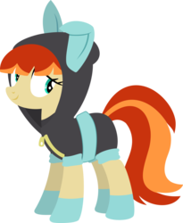 Size: 1024x1250 | Tagged: safe, artist:gladosthepotatopony, oc, oc only, oc:film flick, earth pony, pony, bunny ears, clothes, dangerous mission outfit, female, hoodie, mare, simple background, solo, transparent background, vector