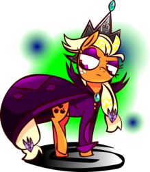 Size: 1376x1572 | Tagged: safe, artist:mushroomcookiebear, applejack, g4, cape, clothes, crown, evil, female, solo