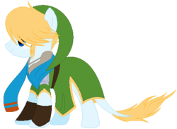 Size: 496x363 | Tagged: safe, artist:iinkydinky, pony, clothes, hyrule warriors, link, ponified, scarf, solo, the legend of zelda