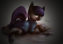 Size: 1740x1217 | Tagged: safe, artist:slackerthehacker, maud pie, g4, book, female, reading, solo, underhoof