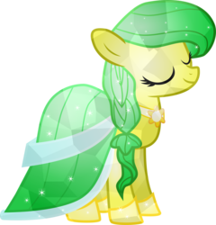 Size: 2882x3000 | Tagged: safe, artist:meteor-spark, oc, oc only, oc:lily spark, earth pony, pony, clothes, crystallized, dress, eyes closed, high res, solo