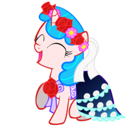 Size: 379x379 | Tagged: safe, artist:invaderpsi, oc, oc only, oc:midnight breeze, clothes, dress, female, filly, floral head wreath, simple background, solo, transparent background, vector