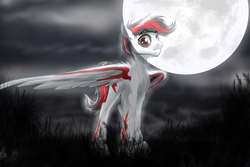 Size: 3000x2000 | Tagged: safe, artist:mykegreywolf, oc, oc only, oc:paranoia, ghost, high res, moon, night, solo