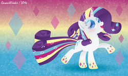 Size: 1280x768 | Tagged: safe, artist:caramelcookie, rarity, g4, female, rainbow power, solo