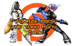 Size: 4000x2500 | Tagged: safe, earth pony, unicorn, anthro, unguligrade anthro, arm hooves, crossover, kamen rider, kamen rider fourze, kamen rider meteor, male, patreon, patreon logo, ponified, simple background, tokusatsu, transparent background, tumblr, tumblr comic, tumblr crossover