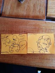 Size: 480x640 | Tagged: safe, artist:postitpony, rarity, bronycon, g4, crabs, monochrome, sticky note