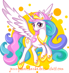 Size: 1672x1755 | Tagged: safe, artist:jennyshevchenko, princess celestia, alicorn, pony, g4, female, mare, simple background, solo, spread wings, transparent background