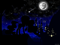 Size: 960x720 | Tagged: safe, artist:jac59col, princess celestia, g4, canterlot, female, mare in the moon, moon, night, solo, stars